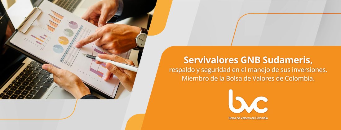 Servivalores GNB Sudameris, respaldo y seguridad en el manejo de sus inversiones. Miembro de la Bolsa de Valores de Colombia.